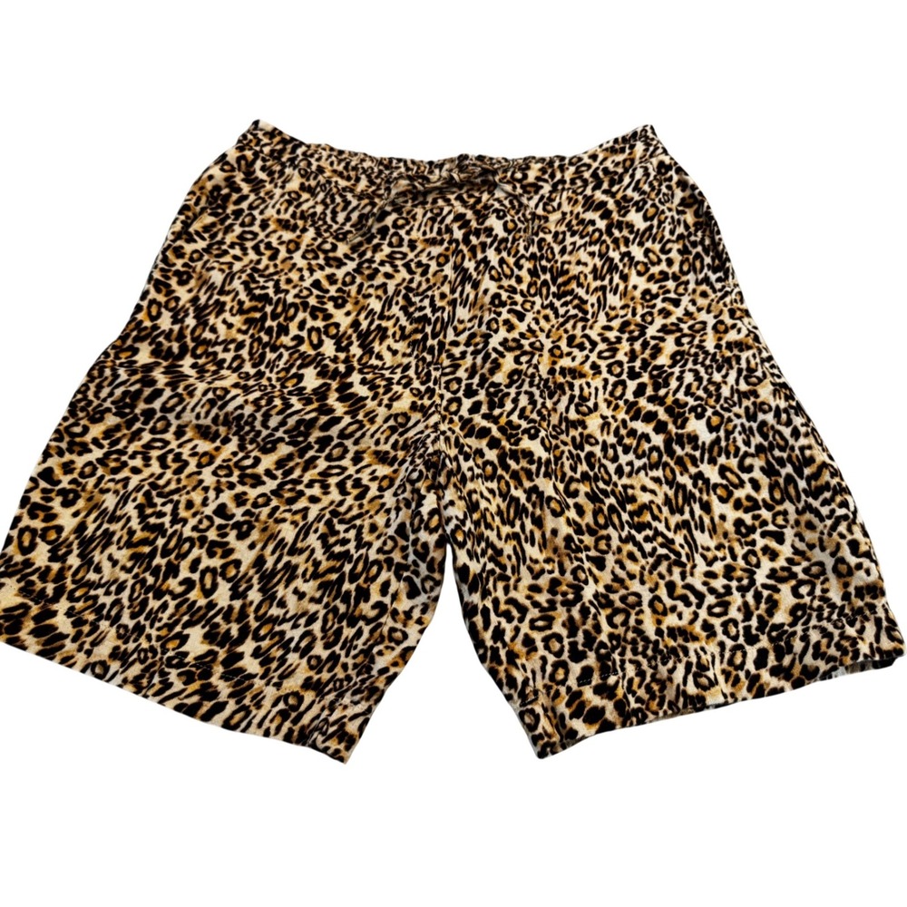 Chico's Leopard Print 100% Linen Drawstring Shorts Brown Tan Size 0.5 US 6